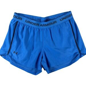 Under Armour Tech Play Up Running Shorts Womens Small Blue Athletic Loose Fit